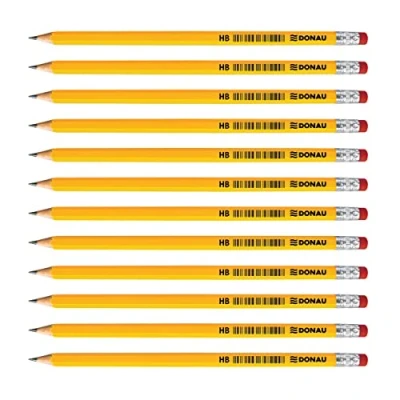 Imagen de OFFICER PRODUCTS Donau 7386001PL 99 lápices de madera, 12 HB con goma borrar, no tóxico, color amarillo