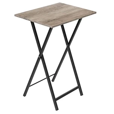 Imagen de HOOBRO Mesa Plegable, Auxiliar Estilo Industrial para Comer en el Sofá, de Aperitivos Espacios Pequeños, Fácil Almacenamiento Estructura Estable, Greige y Negro EBG15BZ01