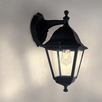 Imagen de Ledvion Lámpara de Pared LED, Casquillo E27, IP44, Negra y Clásica, Vela S, Aluminio, Exterior, Iluminación Jardín