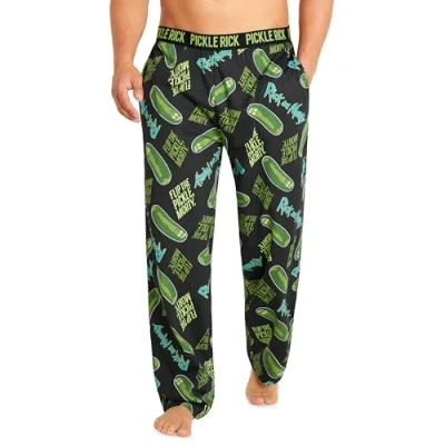 Imagen de Rick and Morty Pantalones de Pijamas para Hombres Tallas S 3XL Regalos Navidad (Negro/Verde, XXL)