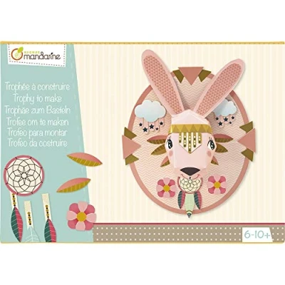 Imagen de Clairefontaine ES Avenue Mandarine KC037C Une boite créative Trophée à construire comprenant 6 planches pré imprimées assembler Lapin 18x26x7cm (notice incluse)