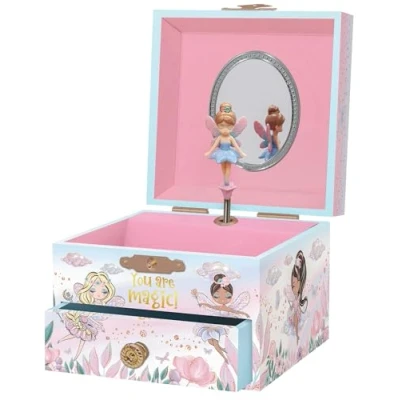 Imagen de Giggle &amp; Honey Joyero Musical de Hada para Niñas Caja Música Niños con Giratoria y Espejo, Regalo Princesa Niñas, Cumpleaños Edades 3 10, Rosa
