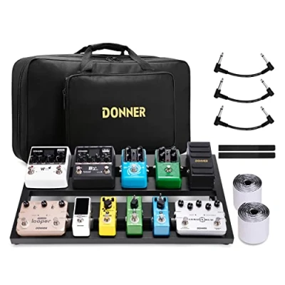 Imagen de Donner Pedalera de efectos para Guitarra Ligero y Portable con Bolsa Transporte Cinta Gancho Bucle, Tablero Pedal Aleación 500 * 290 100mm (DB 3)