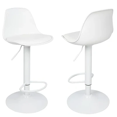 Imagen de RELOVE Taburete en Polipiel 2X Taburetes Alto Cocina Regulable Altura de Bar con Respaldo Cuero Sintético+Plástico Sillas Altas Giratorio para Estudio, Trabajo, Oficina