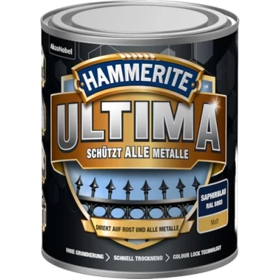 Imagen de HAMMERITE Laca protectora para metal ULTIMA mate azul zafiro RAL5003 750 ml