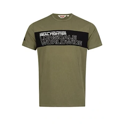 Imagen de Lonsdale Normale Passform Otterston Camiseta estampada, Talla: XXL, Olive black white
