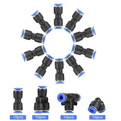 Imagen de 40 Piezas Conectores Aire, Neumática Guarniciones de Conector Neumatico 6mm Enchufe Rapido 4 Forma,