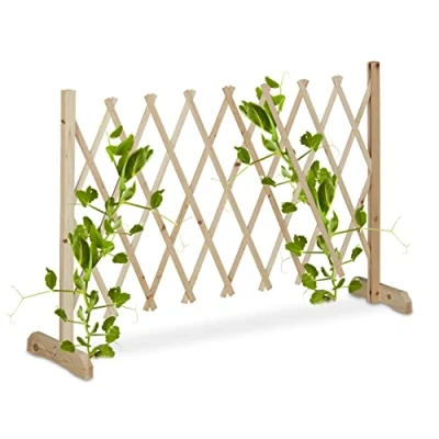 Imagen de Relaxdays Reja Soporte Trepadoras Madera, Extensible hasta 180cm, Celosía Enredaderas, de Pie, Jardín o Terraza, Natural