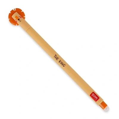 Imagen de Legami Bolígrafo de gel borrable, punta esférica para eliminar la Tinta sin consumir hoja naranja termosensible, diámetro 0,7 mm Tema León