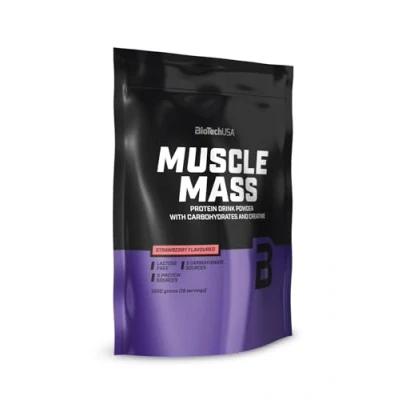 Imagen de BioTechUSA Muscle Mass Proteína y carbohidratos en polvo con Creatina péptidos de glutamina Gainer Sin lactosa micronizada 1 kg Fresa