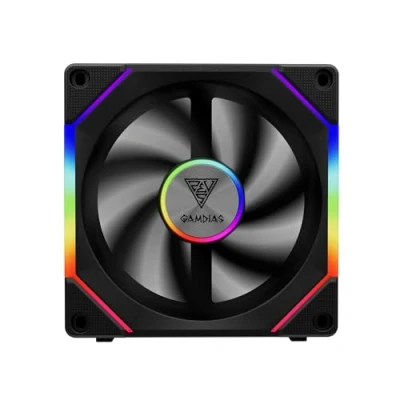 Imagen de GAMDIAS ventilador ARGB de 120 mm, cadena margaritas sin cable, hoja intercambiable para flujo aire inverso, 30 mm grosor, espejo infinito, controlador