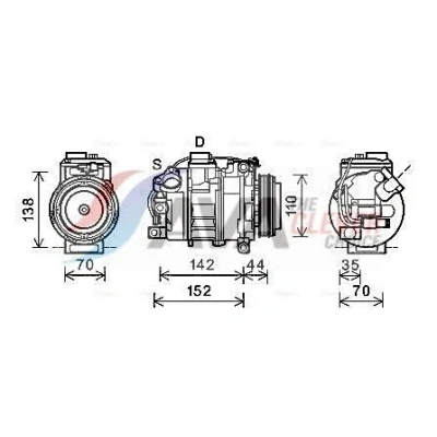 Imagen de AVA COOLING SYSTEMS BWAK423 Compresor de Aire Acondicionado BMW: 5 Sedán, X5, X5