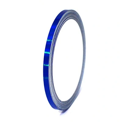 Imagen de Tiras decorativas de 10 metros con holograma, para muebles, coche, moto, modelismo, decoración, autoadhesivas, bricolaje (holograma azul, 5 mm ancho)