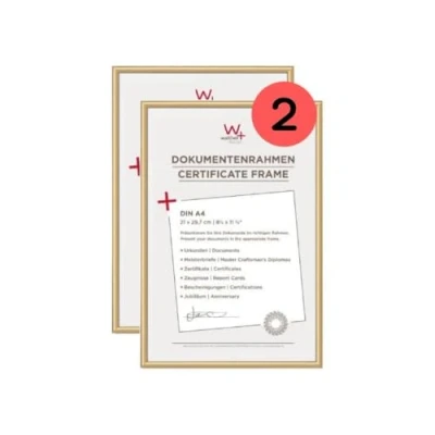 Imagen de walther design KV130GD Nuevo marco de plástico Lifestyle, 21x29,7 cm DIN A4, dorado, paquete 2