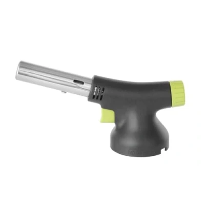Imagen de HENDI Cabezal de antorcha cocina llama continua, soplete flambeador, quemador, recargable con cartuchos gas GLP 199039, mango ergonómico, versátil seguro 360, 185x65x(H)100mm, negro y verde