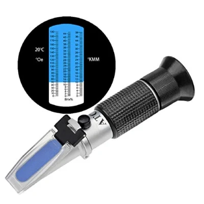 Imagen de HHTEC Enólogos refractómetro 0 190 Öchsle 44 Brix (azúcar) 38 KMW con el ATC para Cerveza Vino de Fruta Frutas medir Contenido azúcar