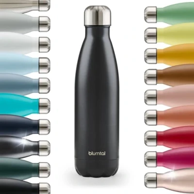 Imagen de Blumtal® botella termica Charles 750ml sin BPA agua acero inoxidable botellas de aislada Metal negro