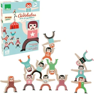 Imagen de Vilac Andador de Cuerda Apretada, Juguetes Circo, apilables Madera para niños pequeños, Rompecabezas temáticos, Montessori, más 3 años, Multicolor
