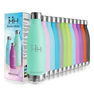 Imagen de HoneyHolly Stainless Steel Water Bottle 350/500/650/750 ml, Double Walled Vacuum Insulated, Bpa Free, 12 Hours Hot/24 Cold, Reusable Leakproof Bottles, Flask for Kids, Sports, Gym