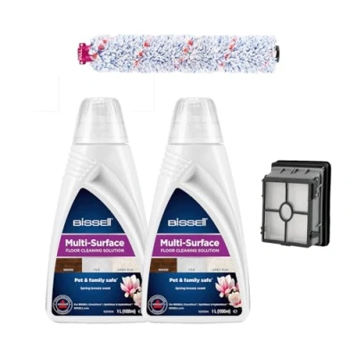 Imagen de BISSELL Kit Accesorios Originales para CrossWave , Solución de Limpieza Multisuperficie 2 x 1 Litro Rodillo Cepillo Multiuso Filtro Compatible con Modelos Pet Pro y Cordless 2815
