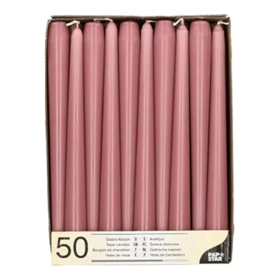 Imagen de PAPSTAR 50 velas de candelabro 2,2 x 25 cm, color rosa viejo