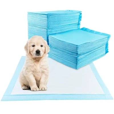 Imagen de Fousenuk 60 Unidades Empapadores Perros, x 90 cm Desechables, Almohadillas Adiestramiento de Perros y Cachorros WC Higiénica Mascotas Superficie Secado Rápido Alfombrillas