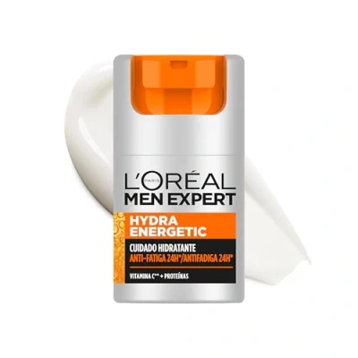 Imagen de L&#039;Oréal Men Expert Crema hidratante antifatiga para hombre, Hydra Energetic hombre con Vitamina C*, Combate la apariencia de ojeras e hidrata piel 50 ml