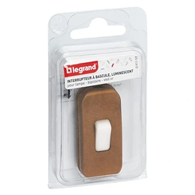 Imagen de Legrand LEG91157 Interruptor (pulsador luminiscente, cable flexible, 2 A), color dorado envejecido