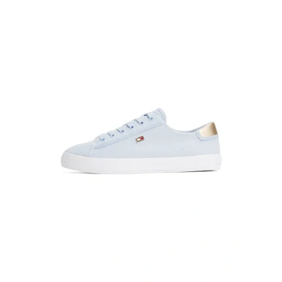 Imagen de Tommy Hilfiger Sneaker con Suela Vulcanizada Mujer Canvas Lace Up Elegante, Azul (Breezy Blue), 37