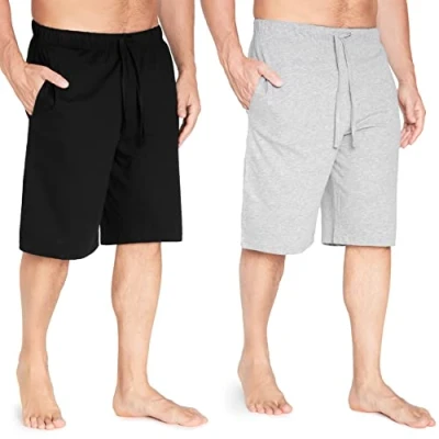 Imagen de CityComfort Cómodos Pantalones Cortos Pijama para Hombres, Pack de 2 Piezas (4XL, Gris/Negro)