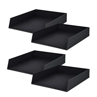Imagen de Rössler Papier 1335452700 4 S.O.H.O Cesta archivadora para DIN A4, negra, piezas, bandejas apilables, bandeja cartas 26 x 6 32 cm