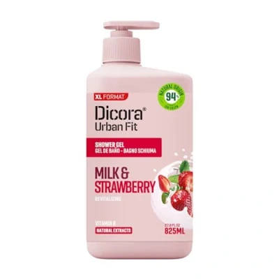 Imagen de Dicora Urban Fit Gel de Ducha Nutritivo con extracto leche y fresa Baño Vitamina B Revitalizante e hidratante Tamaño 825 ml
