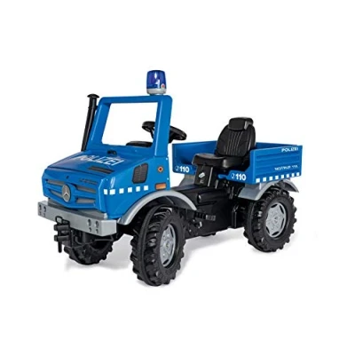 Imagen de Rolly Toys Unimog 038251 Coche de policía para Conducir uno Mismo con neumáticos silenciosos y luz Intermitente Vehículo a Pedal, Partir 3, 038251, Grande, Azul