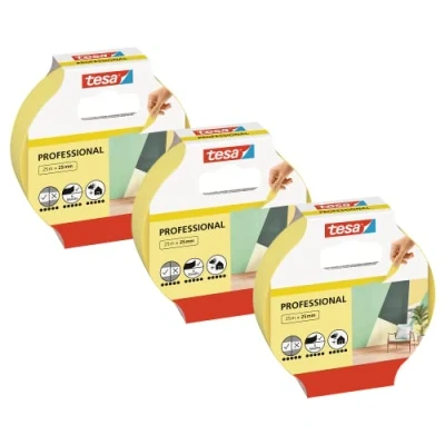 Imagen de tesa Cinta de Pintar Profesional Carrocero Papel tipo Washi Fino Trabajos Pintura y Enmascarado Precisión Para Interiores Exteriores 3x 25 m x mm
