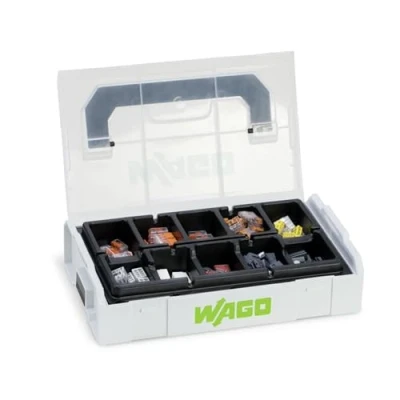 Imagen de WAGO Juego de terminales conexión 887 950, 166 piezas, con diferentes abrazaderas para todos los tipos escalera, en práctico L BOXX Mini