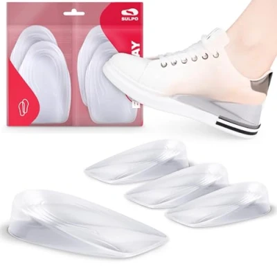 Imagen de SULPO 2 pares de almohadillas gel para talón, plantillas con elevación, cuña el silicona zapatos hombre y mujer