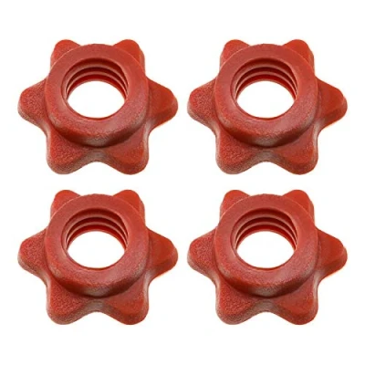Imagen de Create idea Tuercas Hexagonales para Barra de Pesas 4x25mm Collares Rojos Bloqueo Giratorio 1 Pulgada Accesorios Equipos Fitness Levantar Barras con Mancuernas