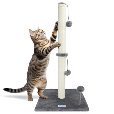 Imagen de Nobleza Rascador para Gatos, Altura 80 cm, Poste de Gatos Medianos y Grandes, Cat Tree con Bola Juguete Colgante Pompón Muelle (Gris)