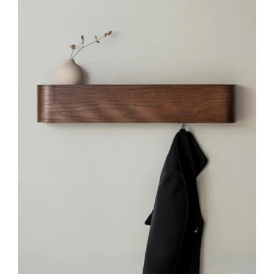 Imagen de Kazai. Perchero Pared Madera &#039;Toke&#039; Diseño Moderno con Ganchos Ocultos Panel de Chapa Maciza Roble, oscuro
