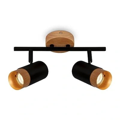 Imagen de BRILONER Lámpara de techo, Lámpara, Aplicación madera, Giratoria, salón, dormitorio, cocina, Madera negra