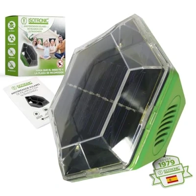 Imagen de ISOTRONIC Ahuyentador ultrasónico y solar contra palomas, gorriones, gaviotas, cuervos, gatos Con ultrasonidos flash Espanta aves Apto para balcón, jardín, terraza cultivo Set de 3