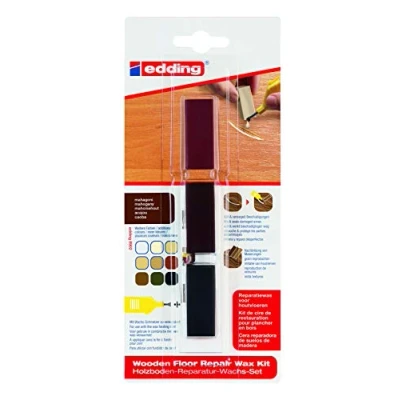 Imagen de edding 8902 juego de cera reparadora suelos madera caoba 3 ceras duras para reparar daños y arañazos en