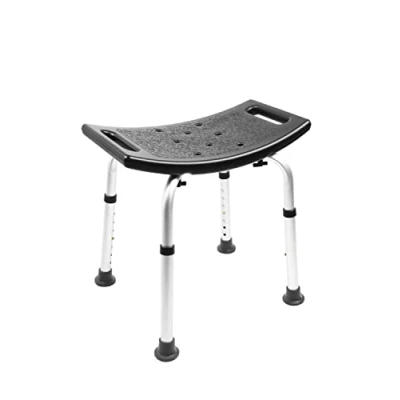 Imagen de Pepe Taburete Baño Ducha, Ducha para Mayores Rectangular, Silla Regulable, Banqueta Antideslizante sin Respaldo, Adulto Negro, Montaje Herramientas
