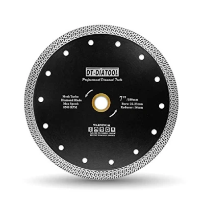 Imagen de DT DIATOOL Disco Tronzador Diamante 180 mm x 22,23 mm/16 Hoja de Sierra con Malla Turbo para Corte Porcelanico Azulejos Mármol Granito Cerámica
