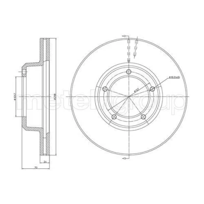 Imagen de METELLI 23 0237 Disco de freno 298,0 24,0 5 101,6 ventilado LAND ROVER: Defender SUV, Discovery 1, Range Rover 2