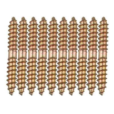 Imagen de HALJIA 10pcs M6 x 50 MM cabeza fija de doble madera para Tornillos autorroscantes rosca muebles tacos fijación