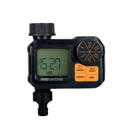 Imagen de SCS Sentinel Temporizador de riego exterior, modelo compacto 122 x 64,9 118 mm, uso en agua fría, gestión automática, ahorro agua, fácil instalación, ideal para jardines y céspedes