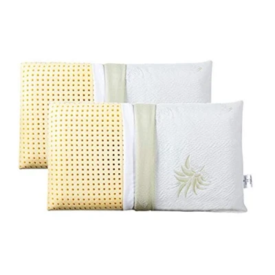 Imagen de EVERGREENWEB Pack 2 Almohadas de Cama 40x70 Alto 9 cm,Almohada Viscoelástica, Hipoalergénica,Doble Funda Extraíble Aloe Vera y Algodón, Almohada Relajante para el Dolor Cuello