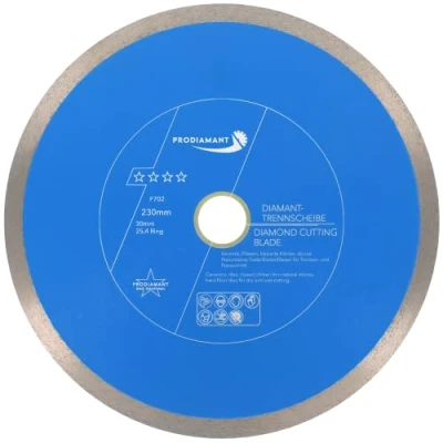 Imagen de PRODIAMANT Disco de corte diamante para azulejos y baldosas profesional 230 mm x 30/25,4 F702 ProRim no se rompe en gres porcelánico piedra natural