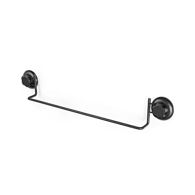 Imagen de Compactor Toallero Sencillo Gama Bestlock Black, Fijación mediante ventosa, Fabricado en acero mate, Color negro, Tamaño: 60.6 x 6.5 9 cm, Soporta hasta 12 kg, RAN9784